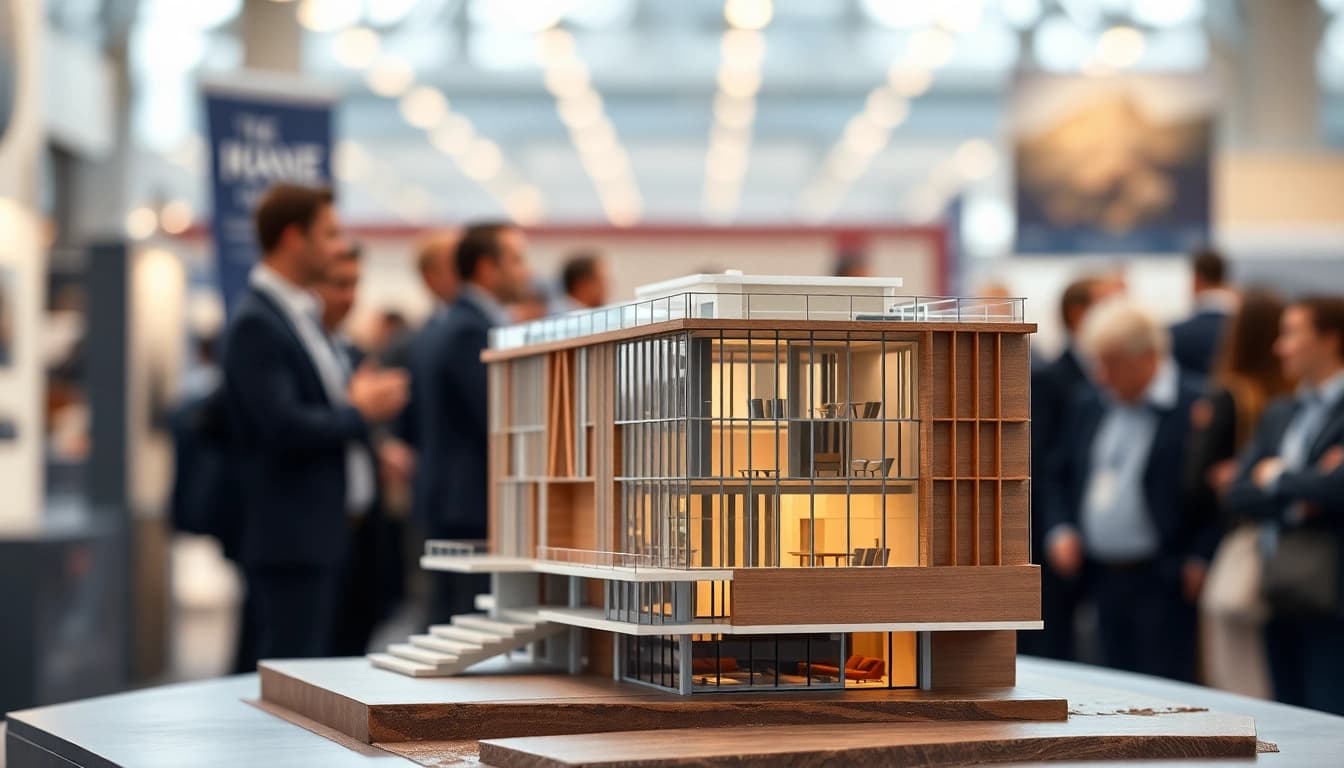Messemodell auf einer Messe präsentiert, detailgetreu und einladend in natürlichem Licht.
