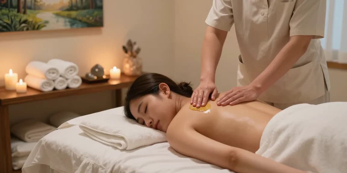 Relaxing 창원마사지 therapy session with tranquil spa atmosphere.
