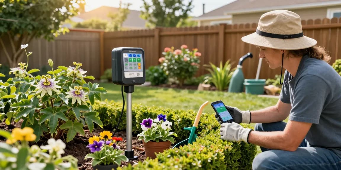 Rainpoint Irrigation Controllers in action, enhancing plant growth and efficient water usage in a vibrant garden setting.