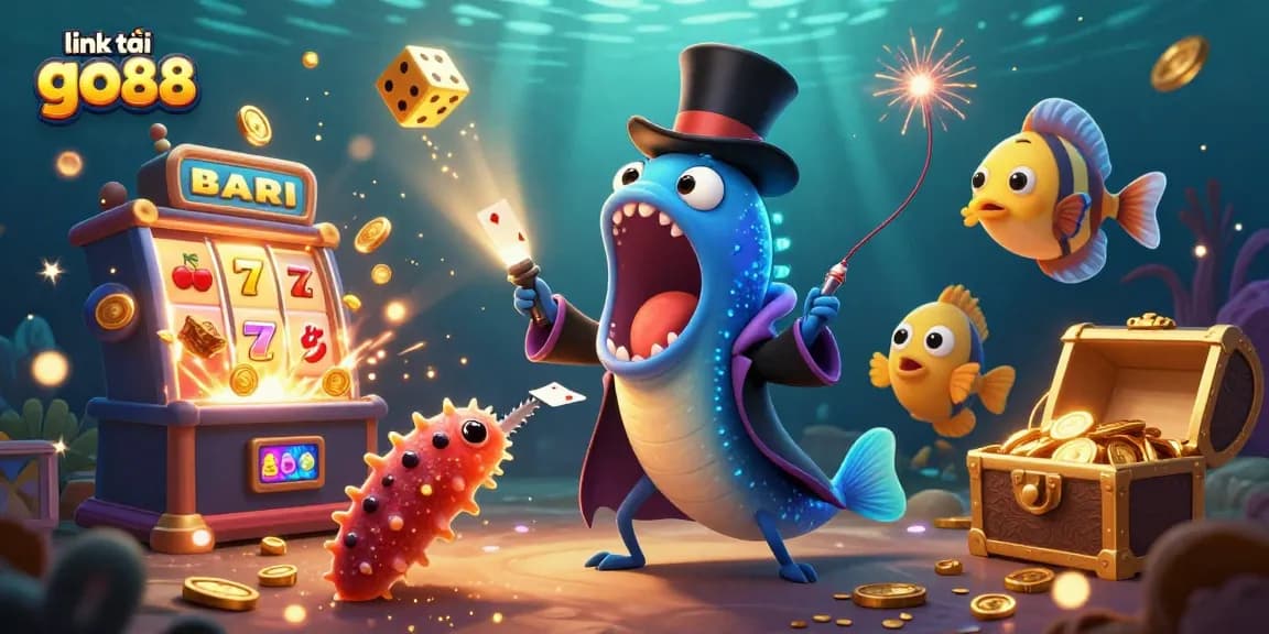 Engage with link tải go88 through an exciting underwater casino scene featuring lively characters and games.