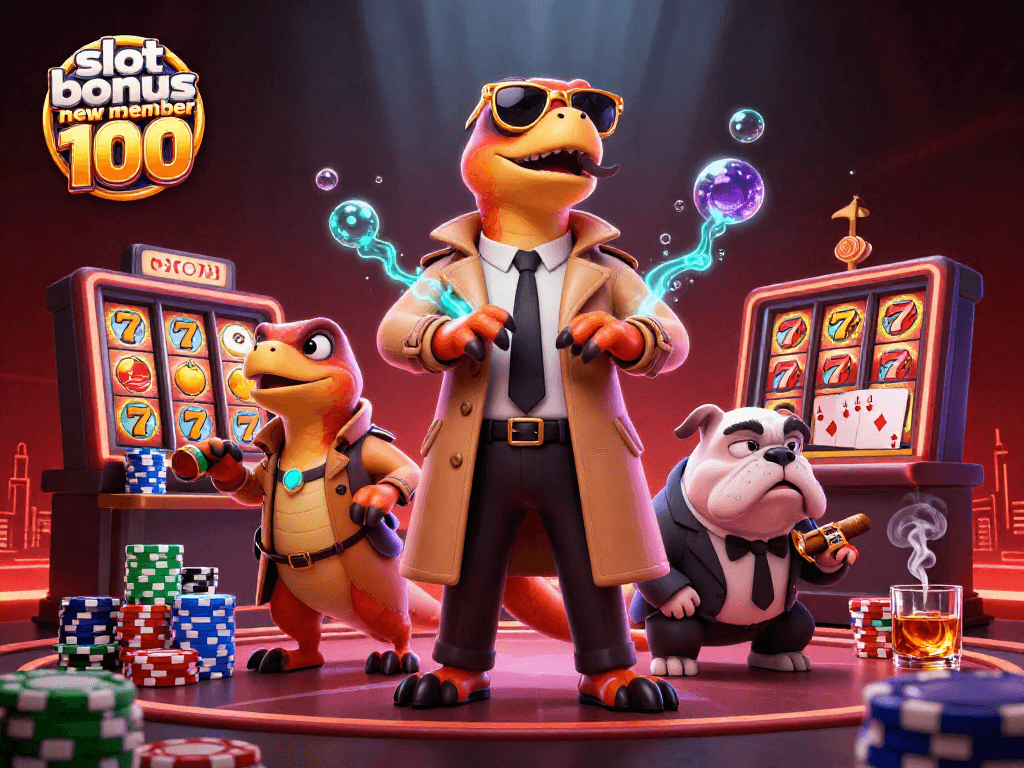 Experience thrilling wins with slot bonus new member 100 visuals featuring playful casino elements.