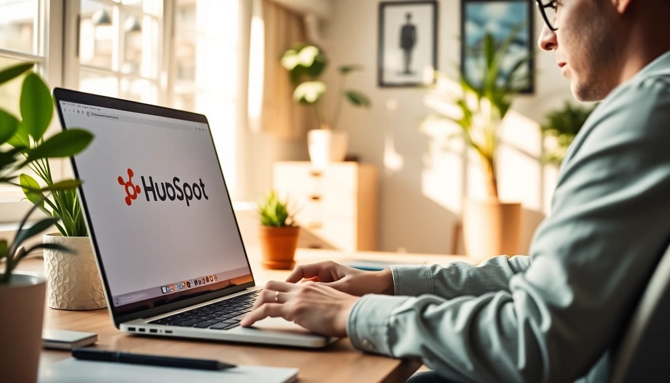 Engaging professional using hubspot free tools for digital marketing strategies.