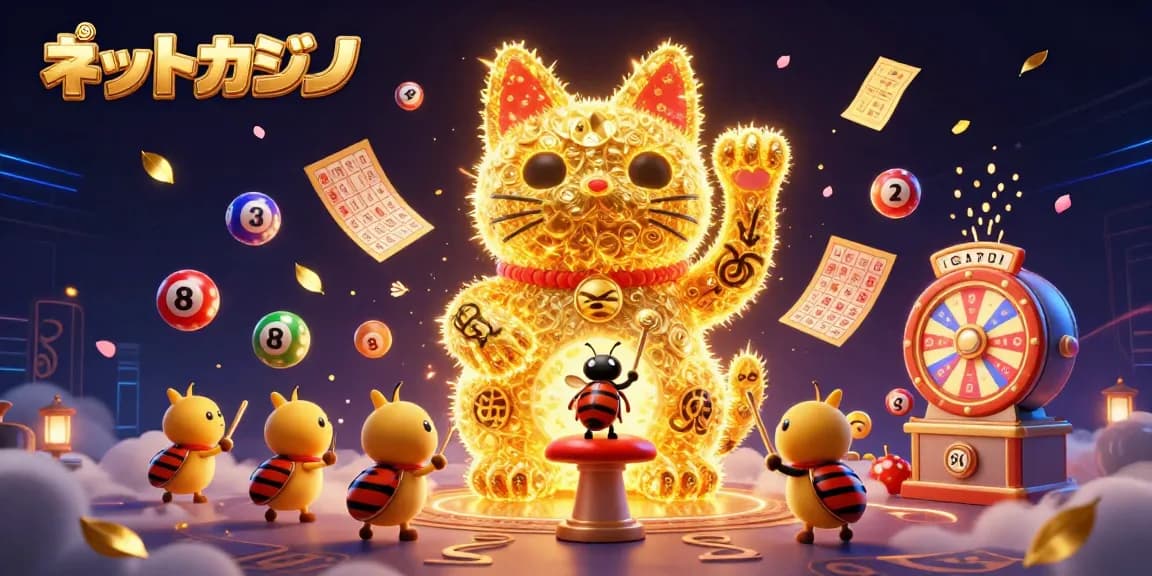 ネットカジノで遊べるように形成された金色の幸運猫の3D 表現