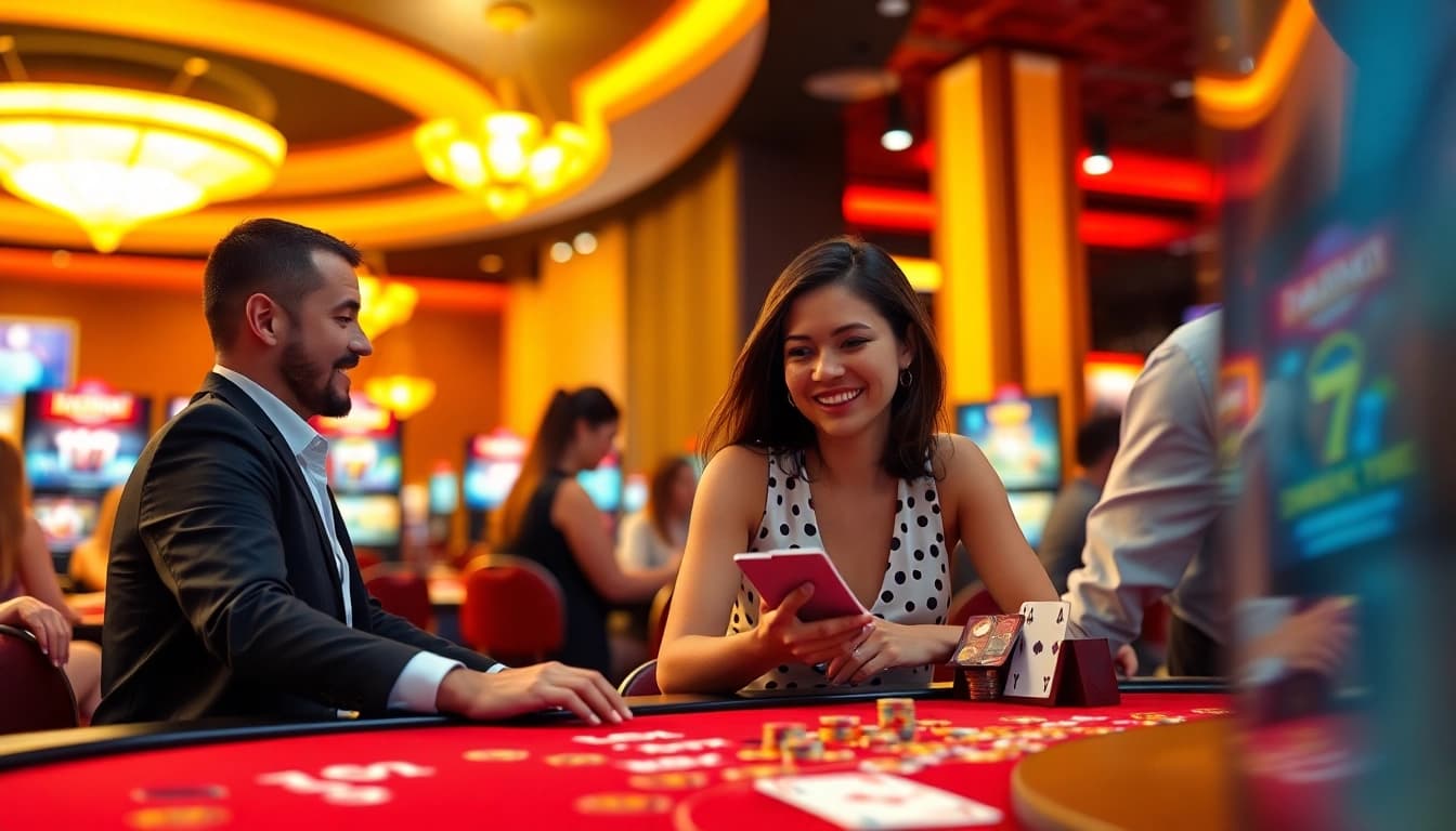 Engaged players enjoying games at an online casino in Alabama with vibrant tables and dynamic atmosphere.