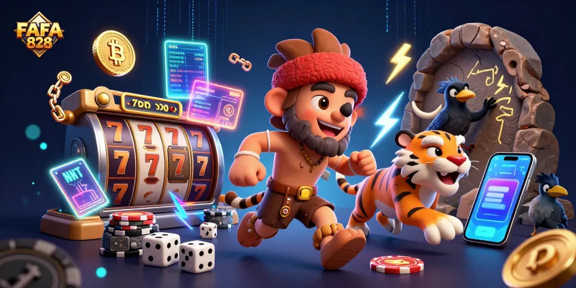 Engage with FAFA 828's prehistoric casino featuring vibrant characters and dynamic gaming elements.