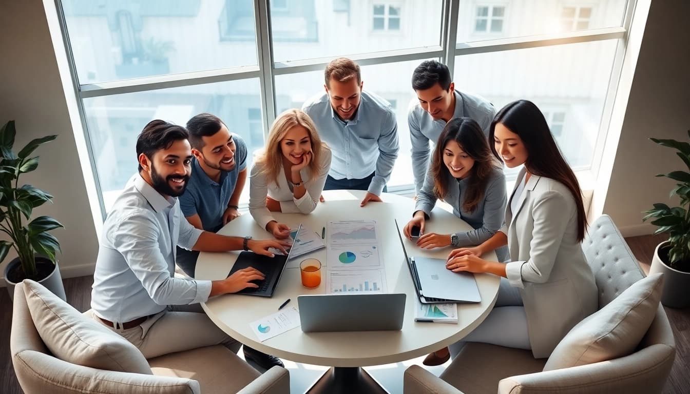 SEO Agency Clearwater team collaborating on digital marketing strategies in a modern office.