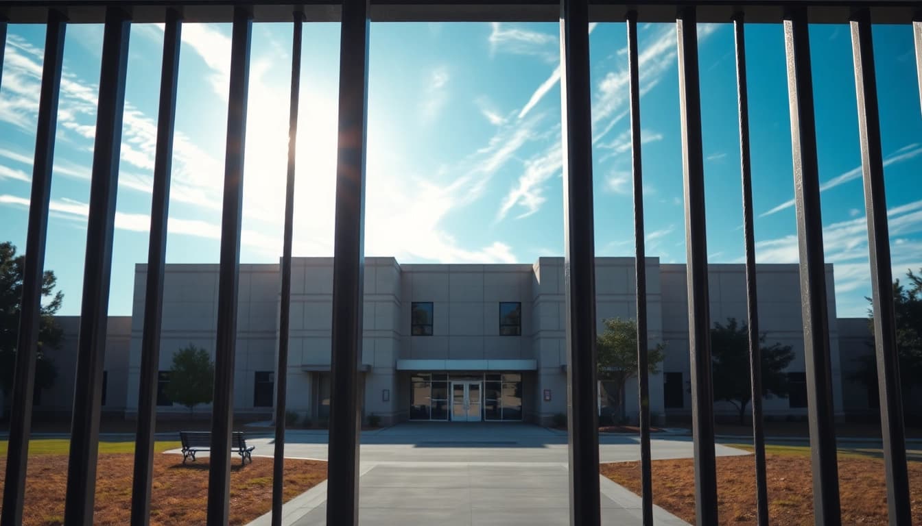 Visitors approach the OC Jail entrance, showcasing security and community focus.