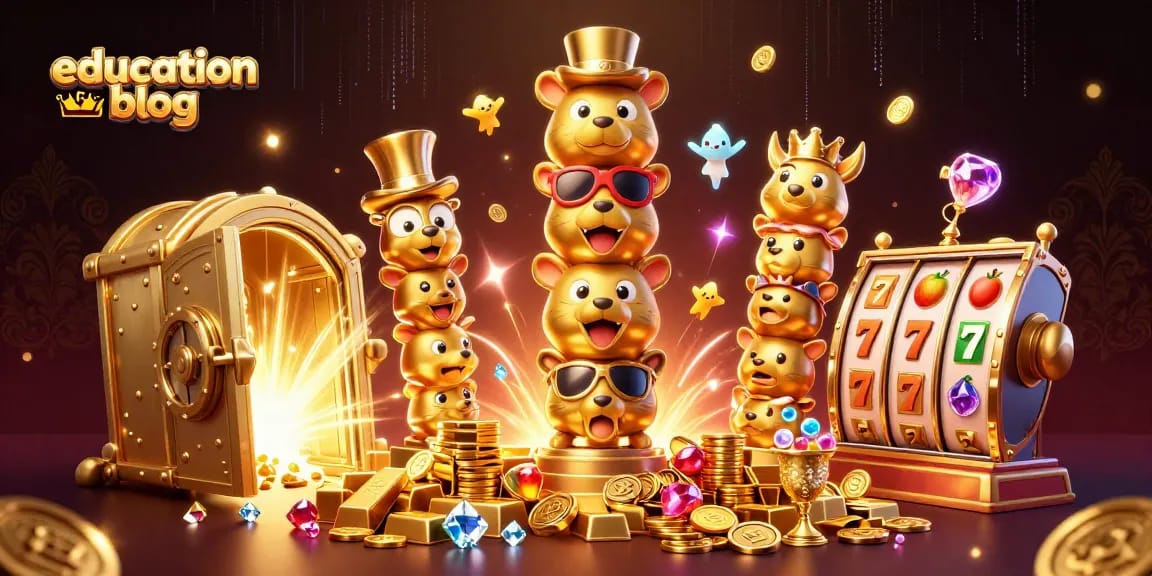 Catch the excitement in this education blog scene with a dynamic casino-themed illustration.