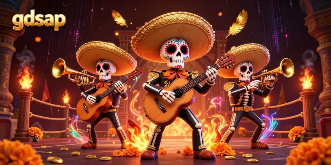 Join the thrilling action at gdsap with a festive mariachi band in a vibrant casino setting.