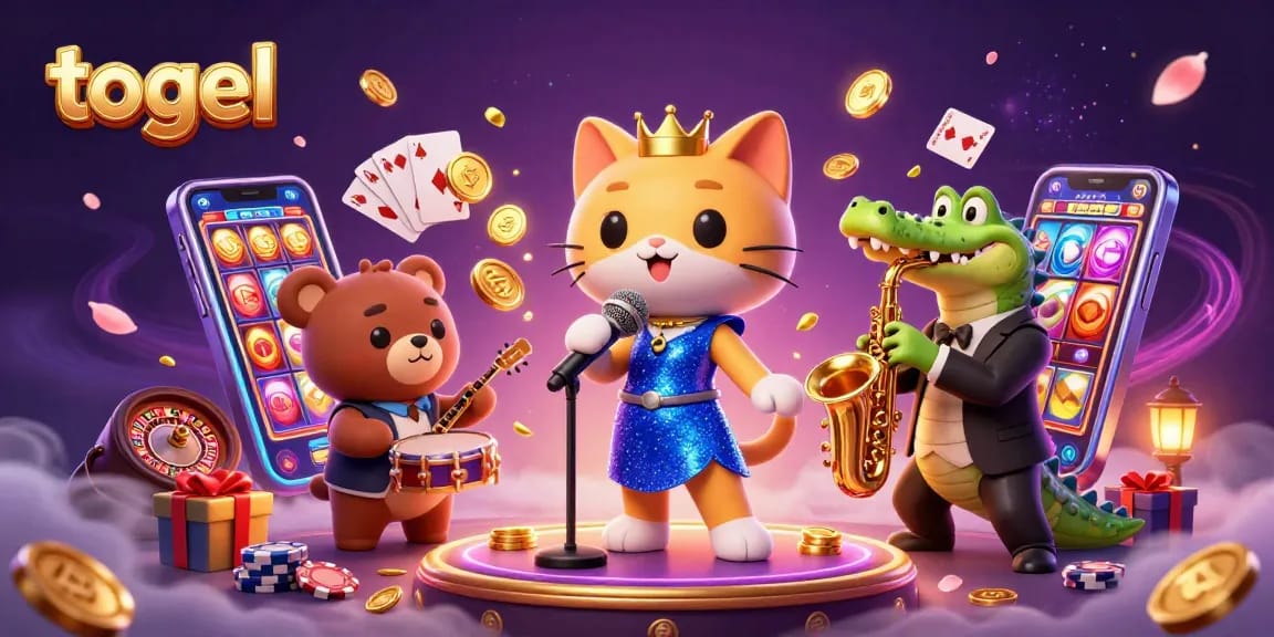 Engage in thrilling togel gameplay with vibrant 3D characters and dynamic casino elements.