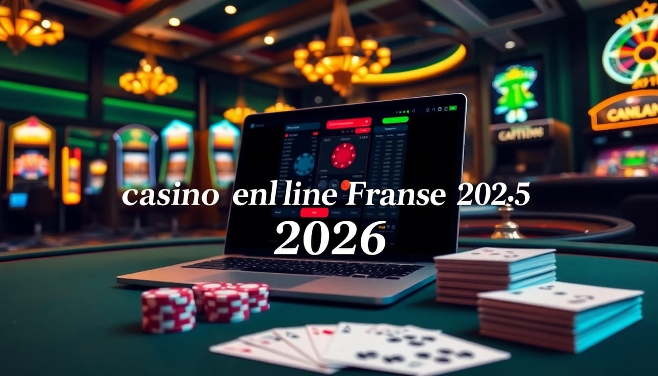 Scène de casino dynamique mettant en avant l'excitation du casino en ligne Français 2026 avec des interfaces de jeu modernes et des éléments classiques.