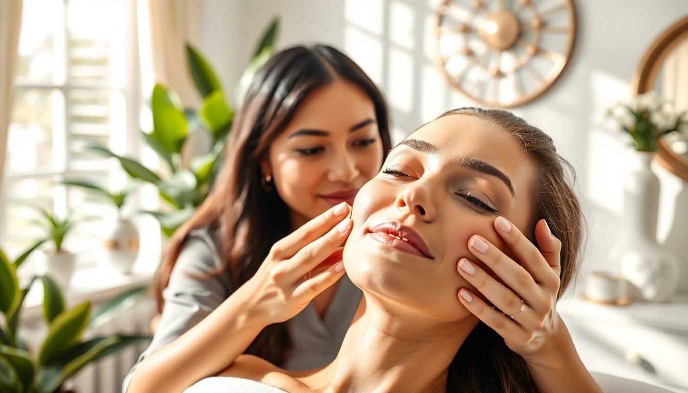 Client undergoing a VI Peel Nyack treatment in a tranquil spa setting, illuminating skincare benefits.