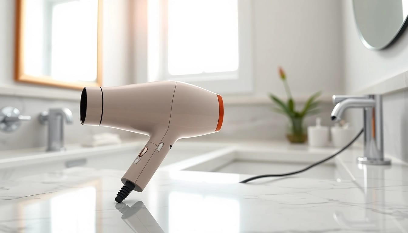 Experience styling with an ionic hair dryer featuring a sleek design and modern aesthetic.