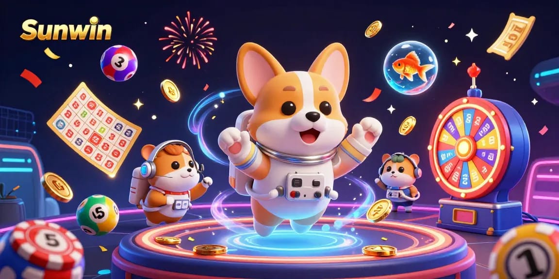 Sunwin invites players to enjoy a vibrant casino adventure filled with colorful lottery balls and festive elements.