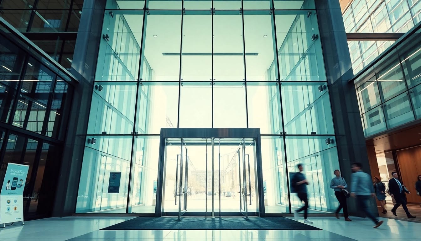 Enhance business efficiency with high-quality Commercial Automatic Doors in a modern entrance.