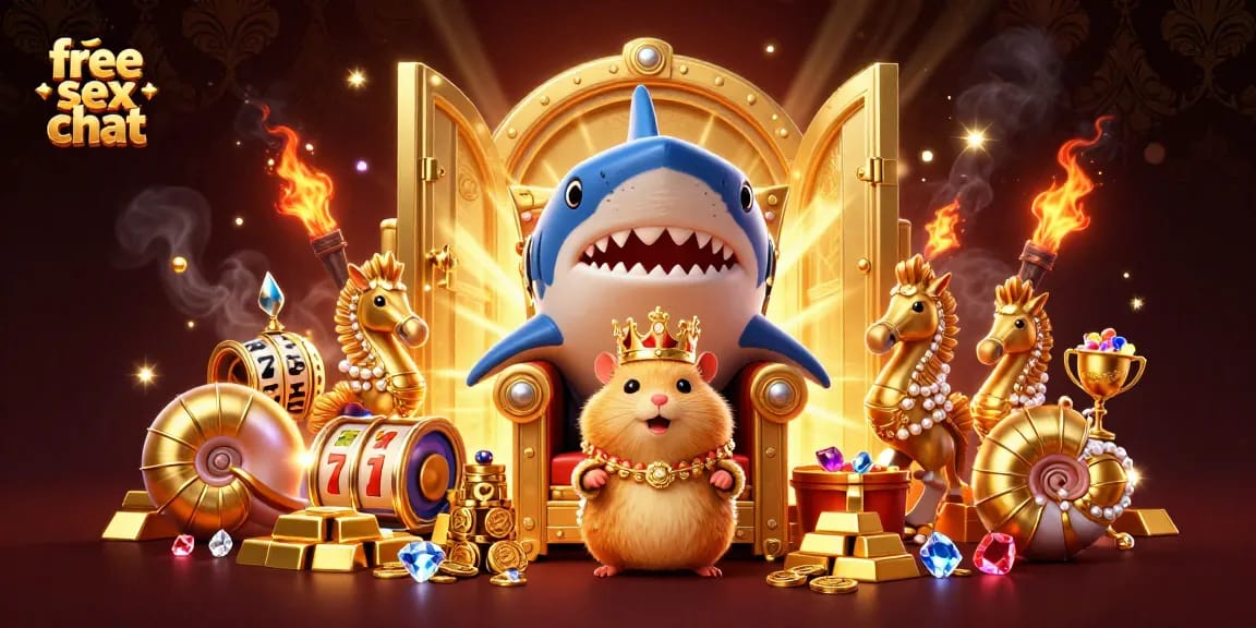 Engage in free sex chat as a golden hamster king reigns over riches in a vibrant casino scene.