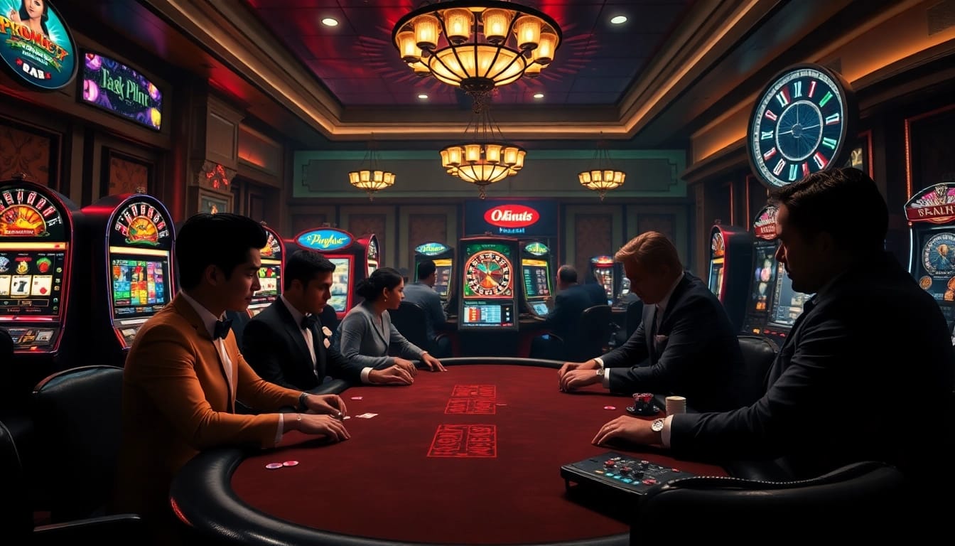 Bet on hidden wiki links in a luxurious casino setting with poker tables and vibrant slot machines.