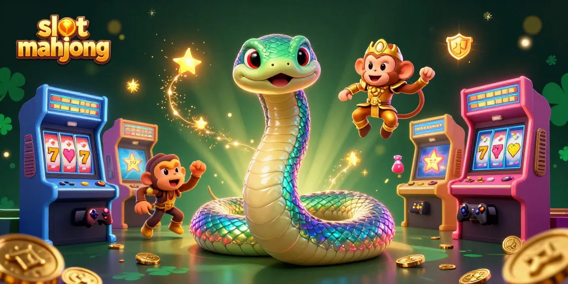 Experience slot mahjong with dazzling characters amidst vibrant casino game elements.