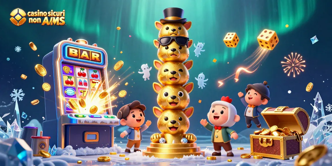 Vivi l'emozione nei casino sicuri non AAMS con un totem dorato e slot machine esplosivi di premi.