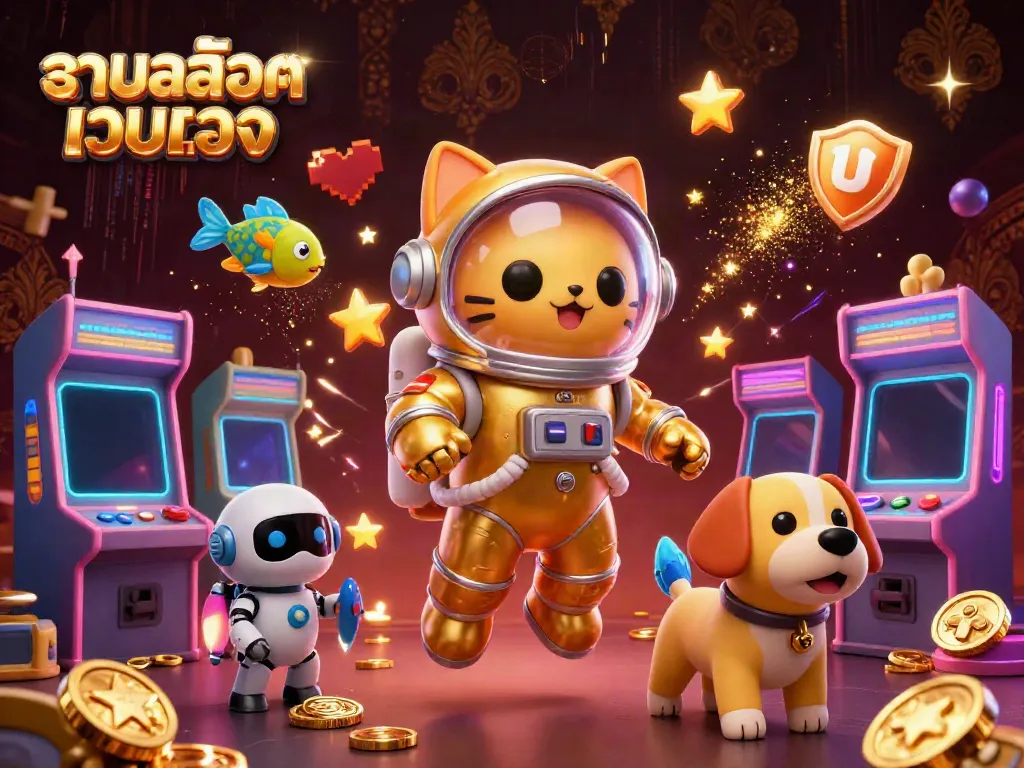 Experience the excitement of รวมสล็อตเว็บตรง with vibrant characters and casino elements in a dynamic scene.