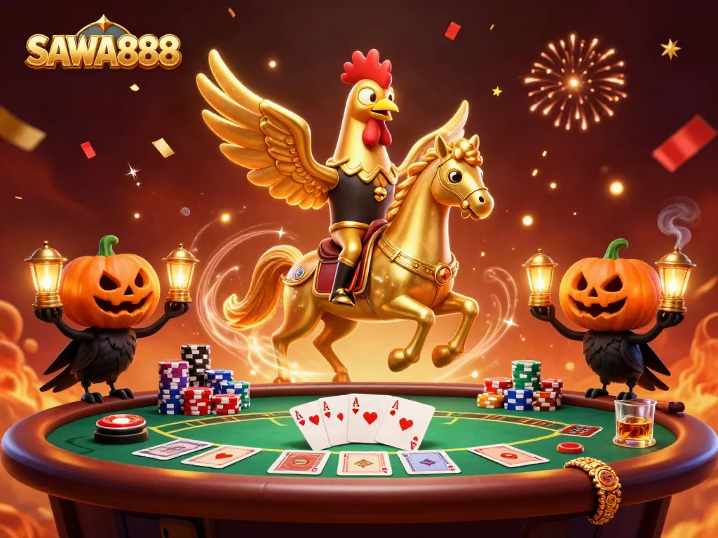 Unleash winning strategies at SAWA888 with our vibrant casino illustration showcasing thrilling action.