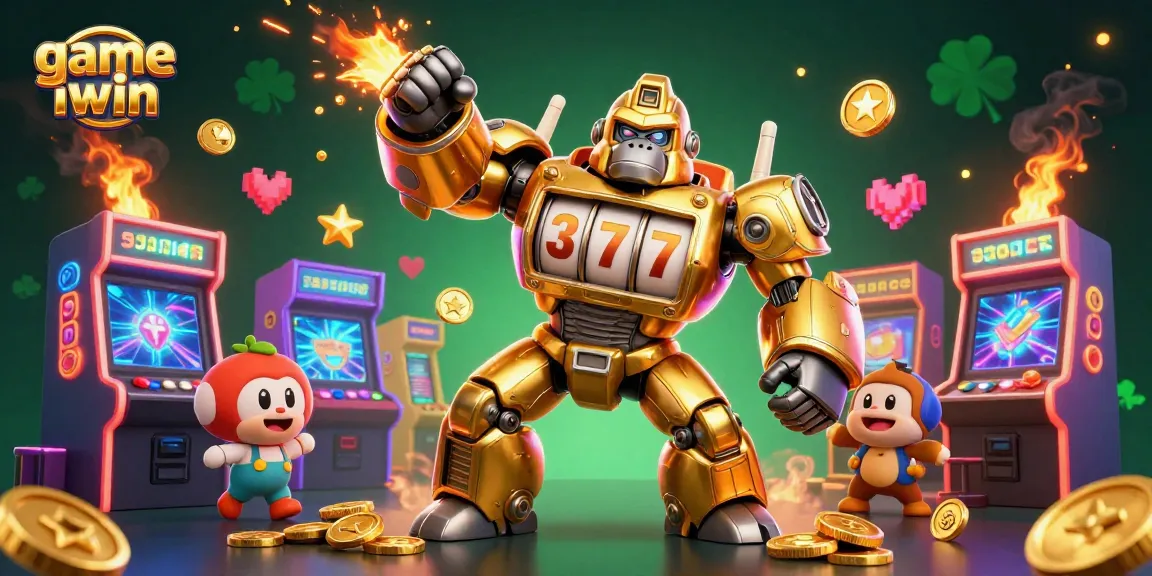 Engage in the exciting game iwin with a dynamic 3D transformer golden gorilla mech and vibrant casino elements.