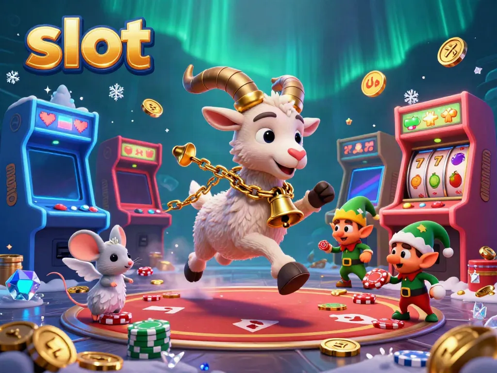 Slot yang menampilkan karakter Krampus dan mouse angel di kasino, mencuri fokus melalui permainan.
