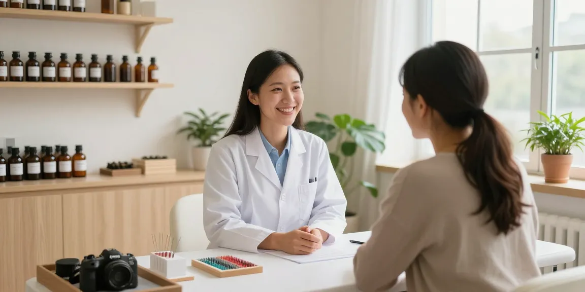 Consultation at 영통한의원 showcasing a practitioner and patient in a healing environment.