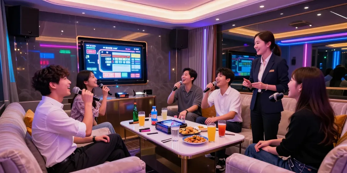 Enjoying a vibrant 인천쓰리노 nightlife experience in a private karaoke room with friends, drinks, and elegant decor.