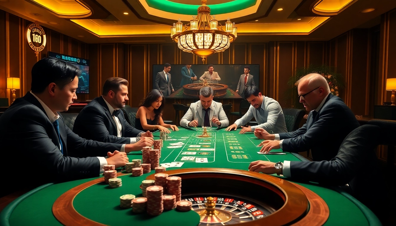 Plongez dans l'atmosphère palpitante des meilleurs casino en ligne avec une scène de table de poker à enjeux élevés.