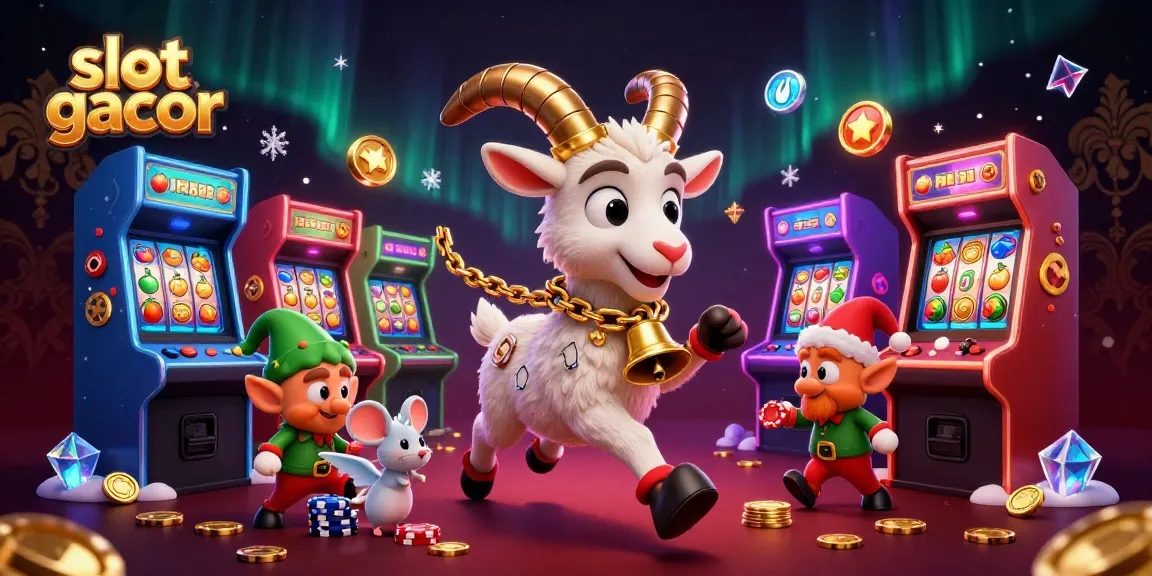 Experience the excitement of slot gacor in this vibrant casino scene featuring mischievous elves and festive characters.