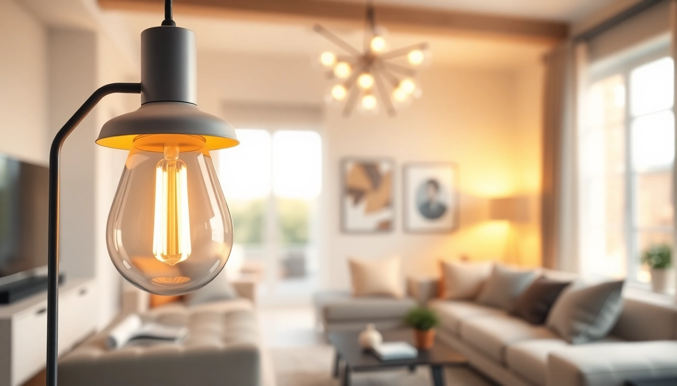 Discover elegant ELC Lamps Online, showcasing modern lighting in a cozy living room setting.