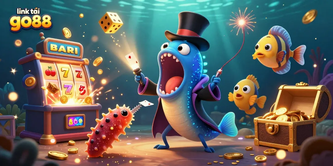 Engage with link tải go88 through an exciting underwater casino scene featuring lively characters and games.