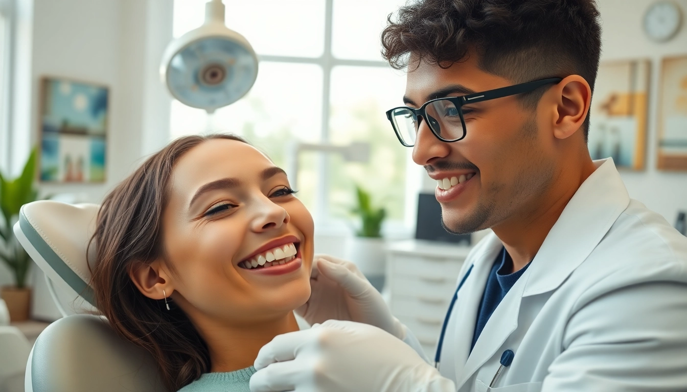 Orthodontic near me: orthodontist consulting with a patient in a modern dental clinic.