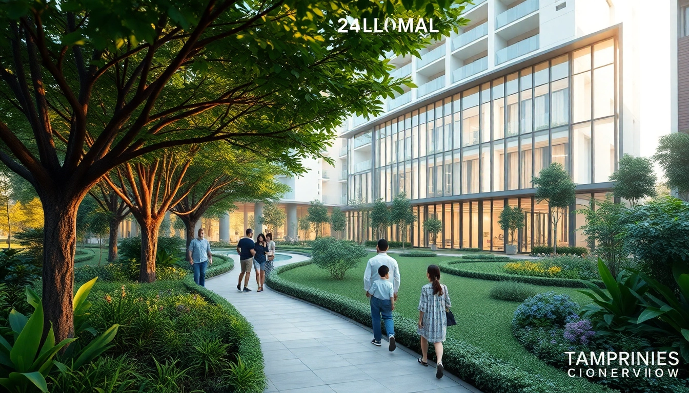 Showcase of Tampines EC with landscaped gardens and modern architecture highlighting luxury living.