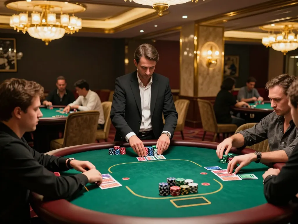 Players engaging in a thrilling poker game at 888top casino, showcasing strategic betting and excitement.