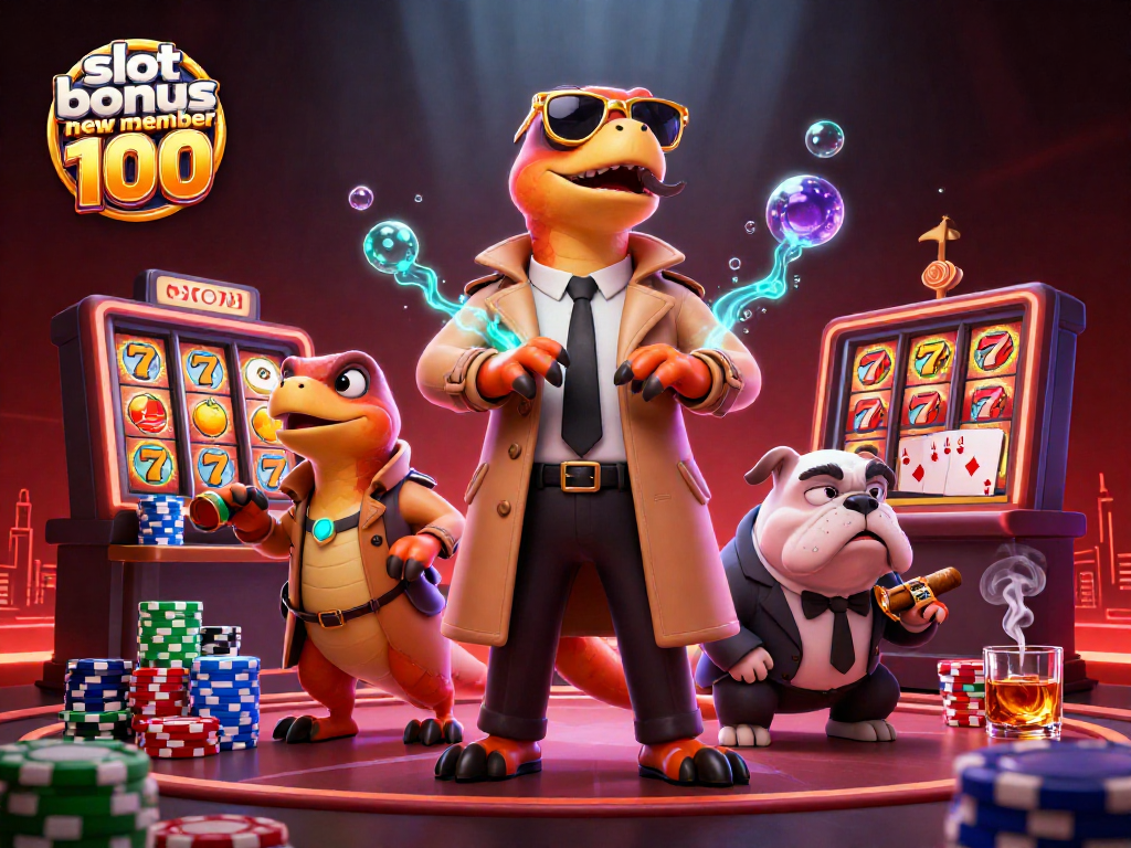 Experience thrilling wins with slot bonus new member 100 visuals featuring playful casino elements.