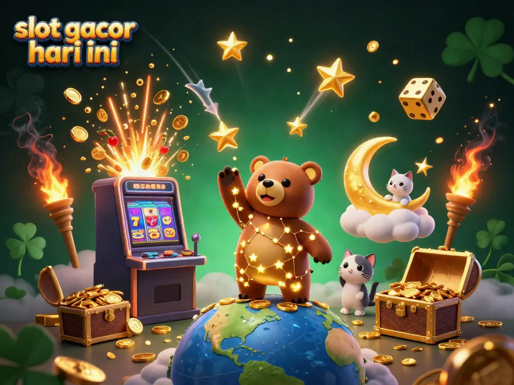 Bermain slot gacor hari ini dengan jackpot menggiurkan dari mesin slot dan karakter menarik menghiasi suasana.