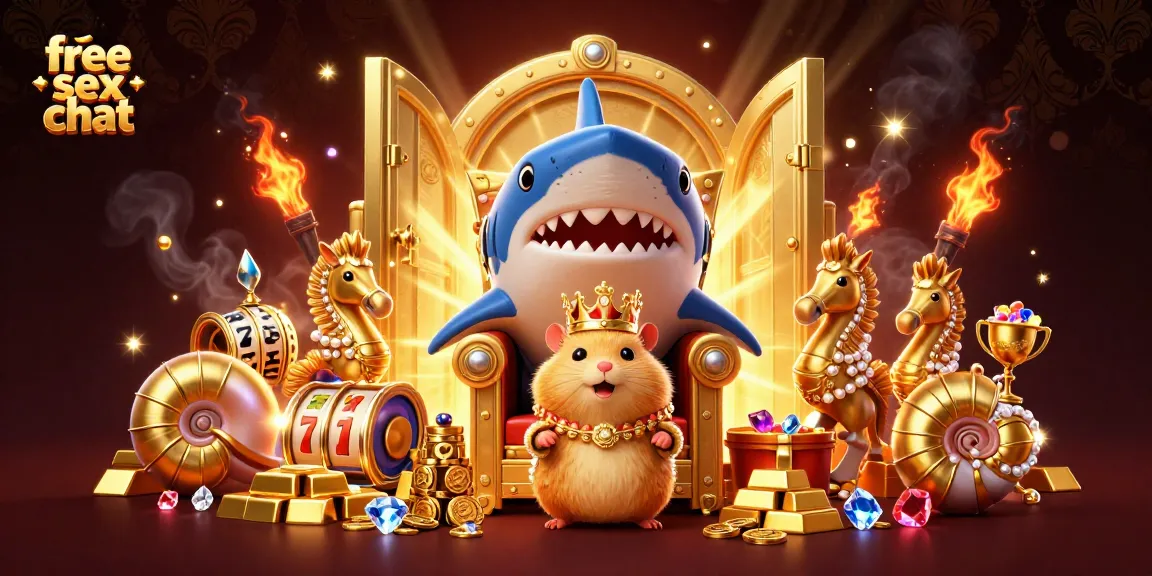 Engage in free sex chat as a golden hamster king reigns over riches in a vibrant casino scene.