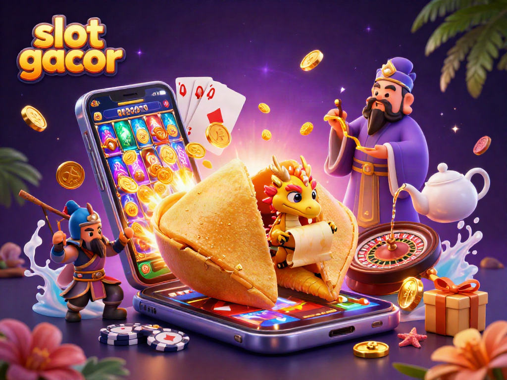 Experience the excitement of slot gacor with a vibrant 3D casino illustration featuring playful characters and engaging game elements.