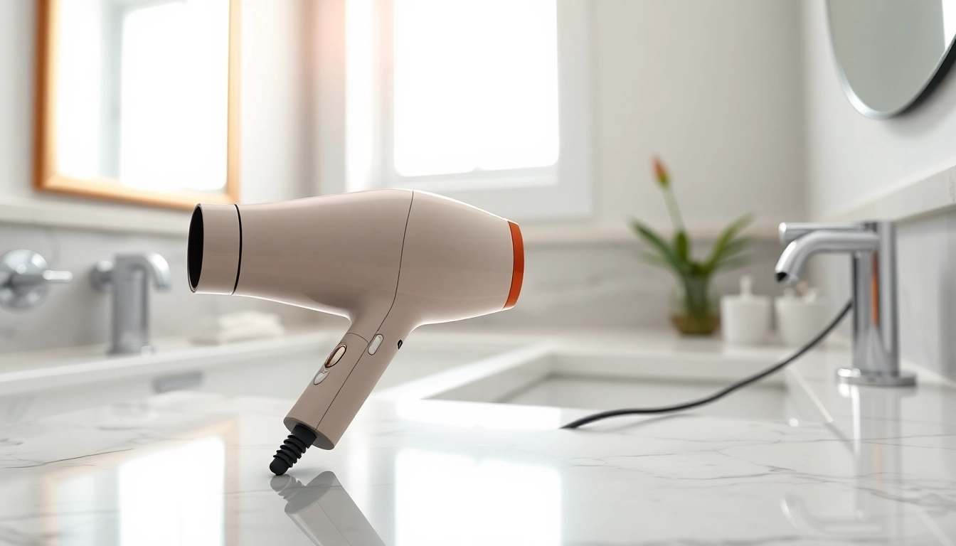 Experience styling with an ionic hair dryer featuring a sleek design and modern aesthetic.