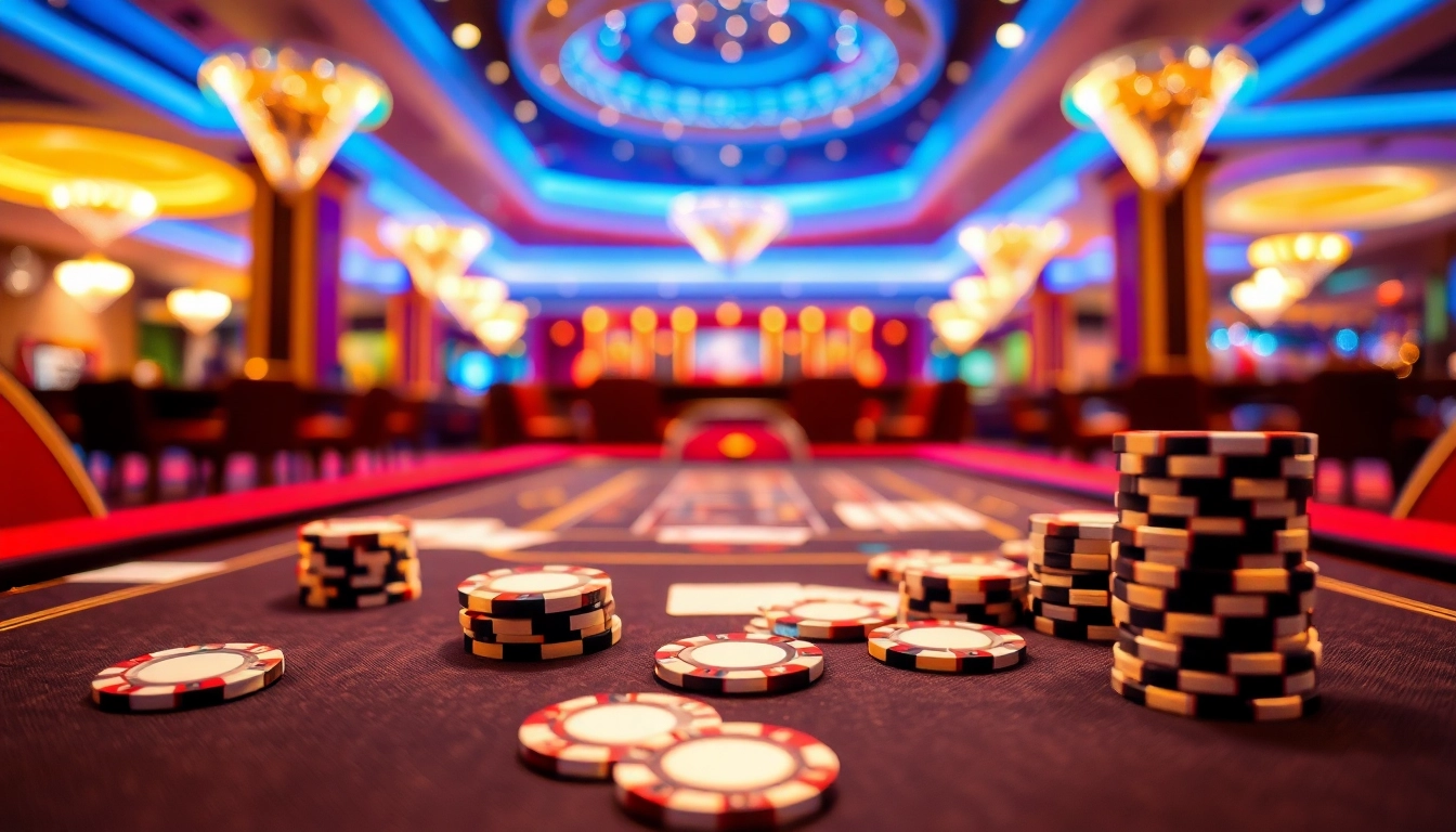 Erleben Sie den neue casino bonus ohne einzahlung in einer eleganten Casino-Umgebung mit Gaming-Tisch.