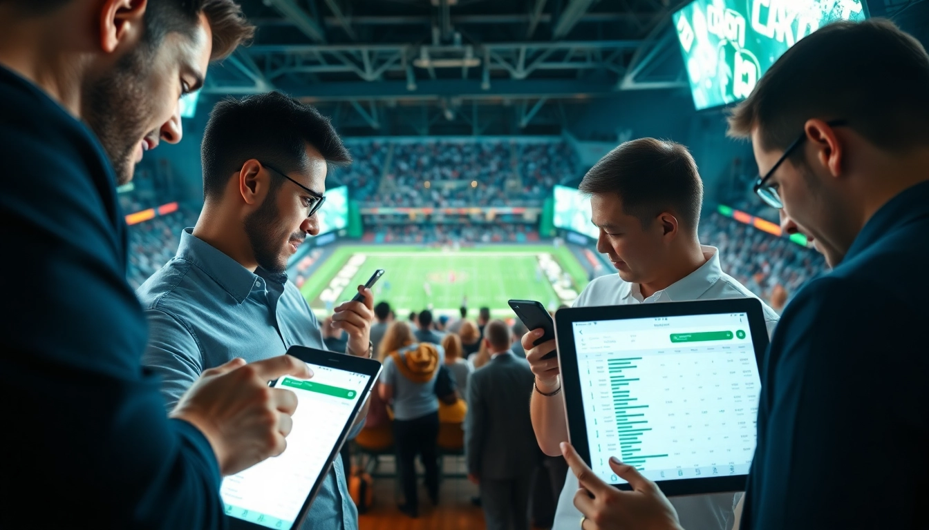 Engaging betting scene showcasing the best sportsbooks in Brazil with enthusiastic bettors analyzing odds.