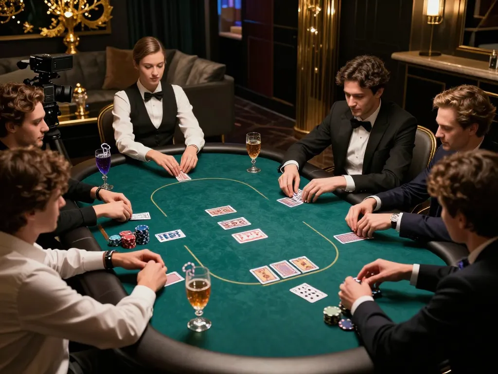 Watch players engage in intense poker gameplay at 388bet's luxurious gaming table