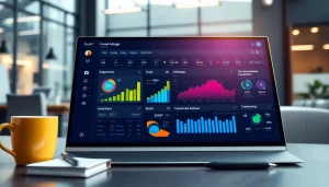 Visual representation of the best smm panel with a dynamic dashboard showcasing analytics and engagement metrics.