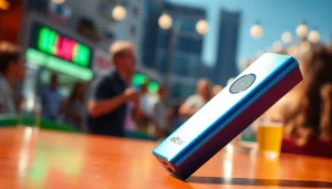 Elfbar e-Zigarette in lebendiger urbaner Umgebung mit moderner Ausstrahlung