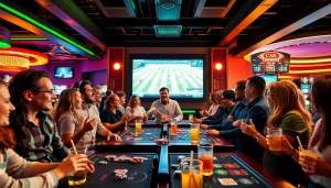 Excited bettors enjoying the best sportsbooks Mexico in a lively casino atmosphere.