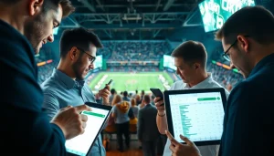 Engaging betting scene showcasing the best sportsbooks in Brazil with enthusiastic bettors analyzing odds.