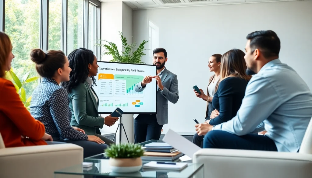 카드현금화의 효과적인 전략을 논의하는 금융 상담 장면