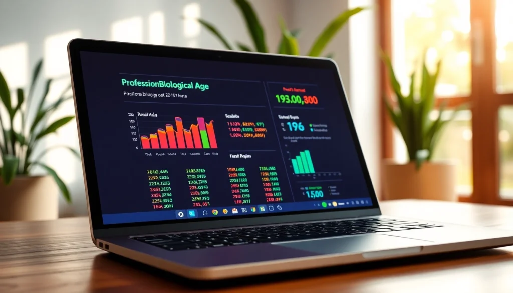Calculate your biological age with an engaging calculator interface displayed on a modern laptop.